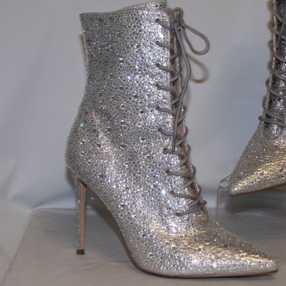 |Steve Madden VALENCY-R RHINESTONES  CRYSTAL Booties Ankle Boot Shoes Heels - Picture 2 of 11